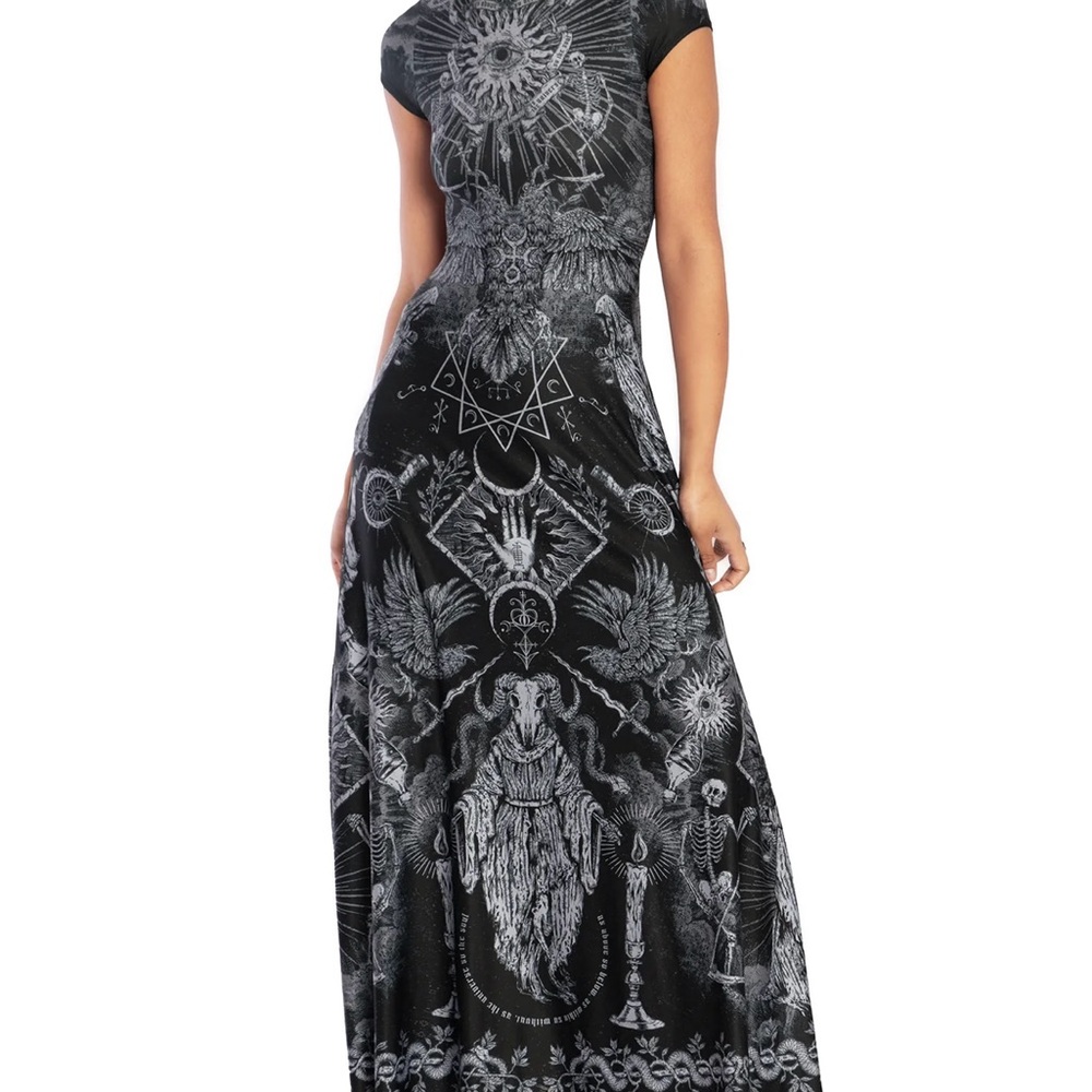ISO Blackmilk Dark Rites High Neck Cap Sleeve Maxi Dress